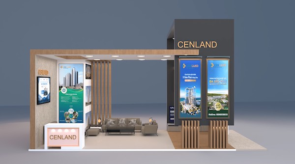 Thiết kế kết hợp các yếu tố tạo nên backdrop gian hàng hội chợ